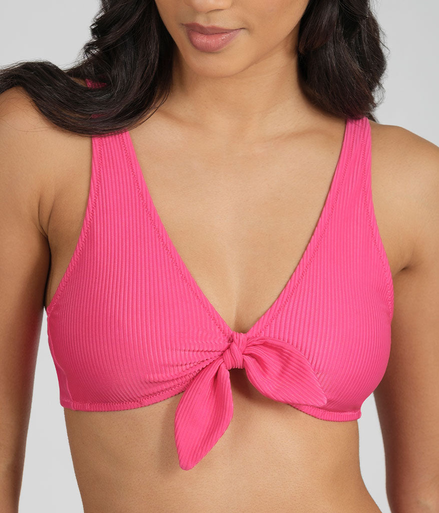 The Ribbed Plunge Bralette & Cheeky Swim Bundle: Magenta