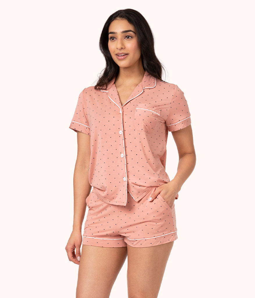 The All-Day Lounge Short: Pepper Dot/Shell Pink