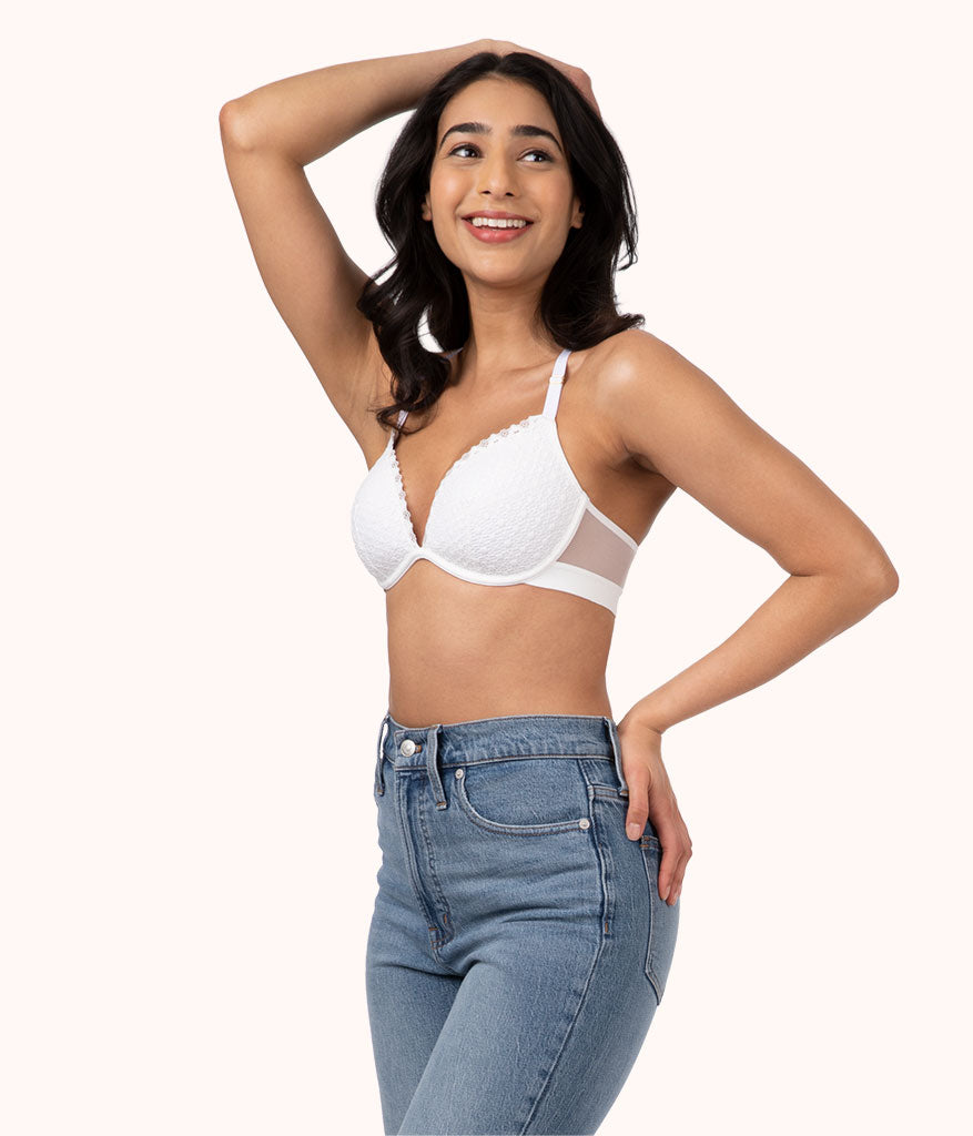 The Crochet Lace Deep V No-Wire Push-Up: Fresh White