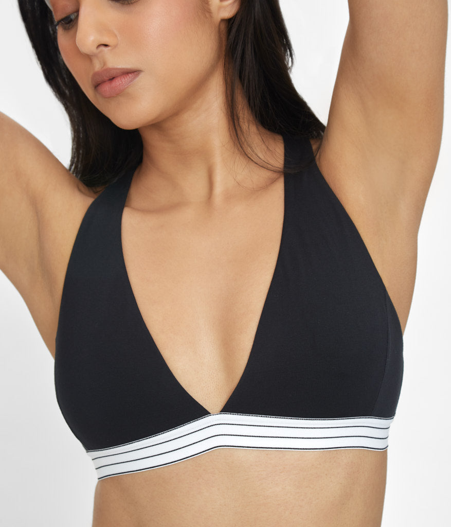 The Cross Back Bralette: Jet Black
