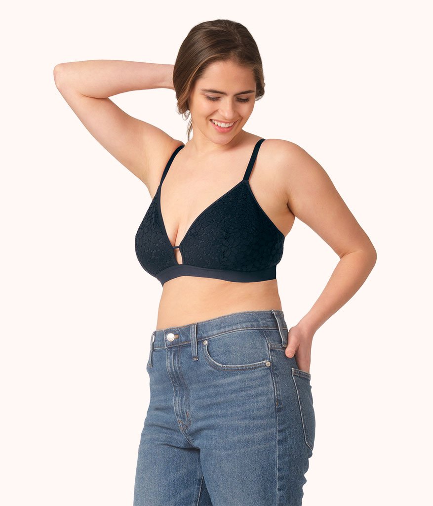 The Floral Lace Busty Bralette: Night Sky