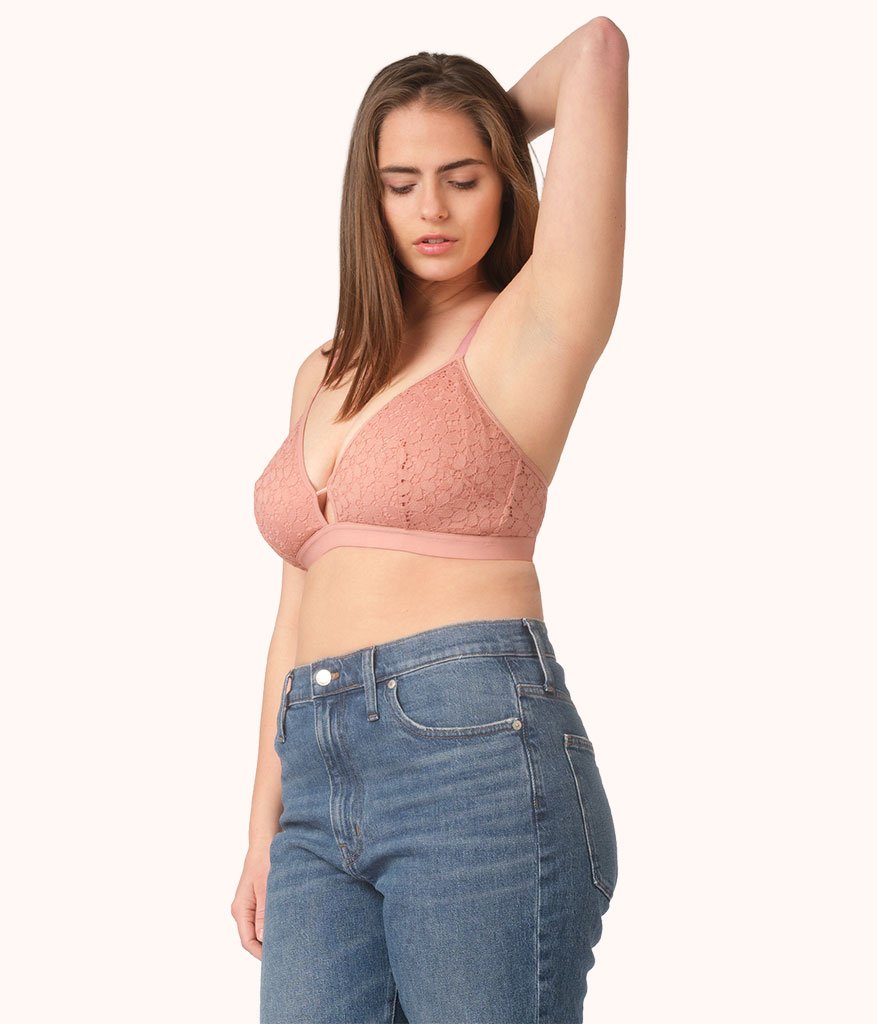 The Floral Lace Busty Bralette: Shell Pink