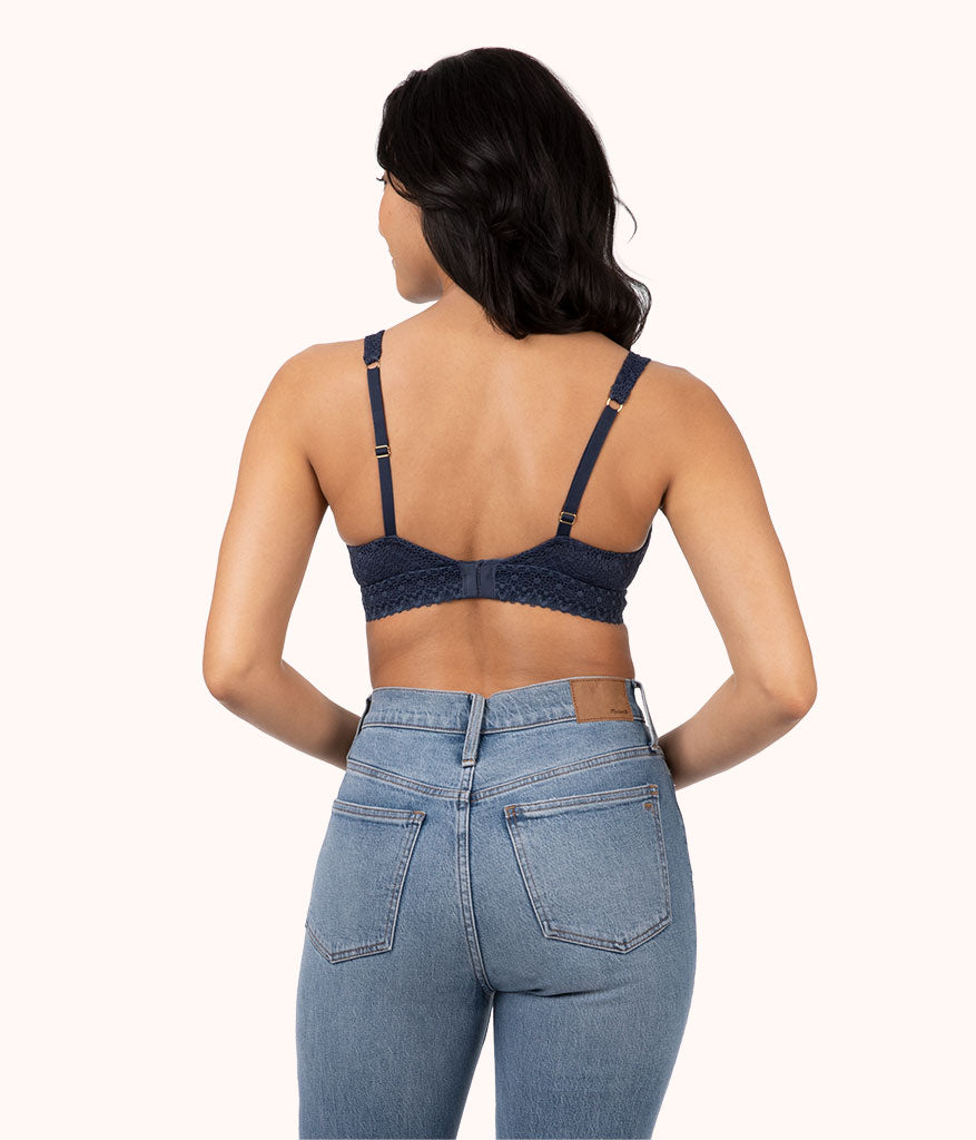 The Crochet Lace Plunge Bralette: Navy