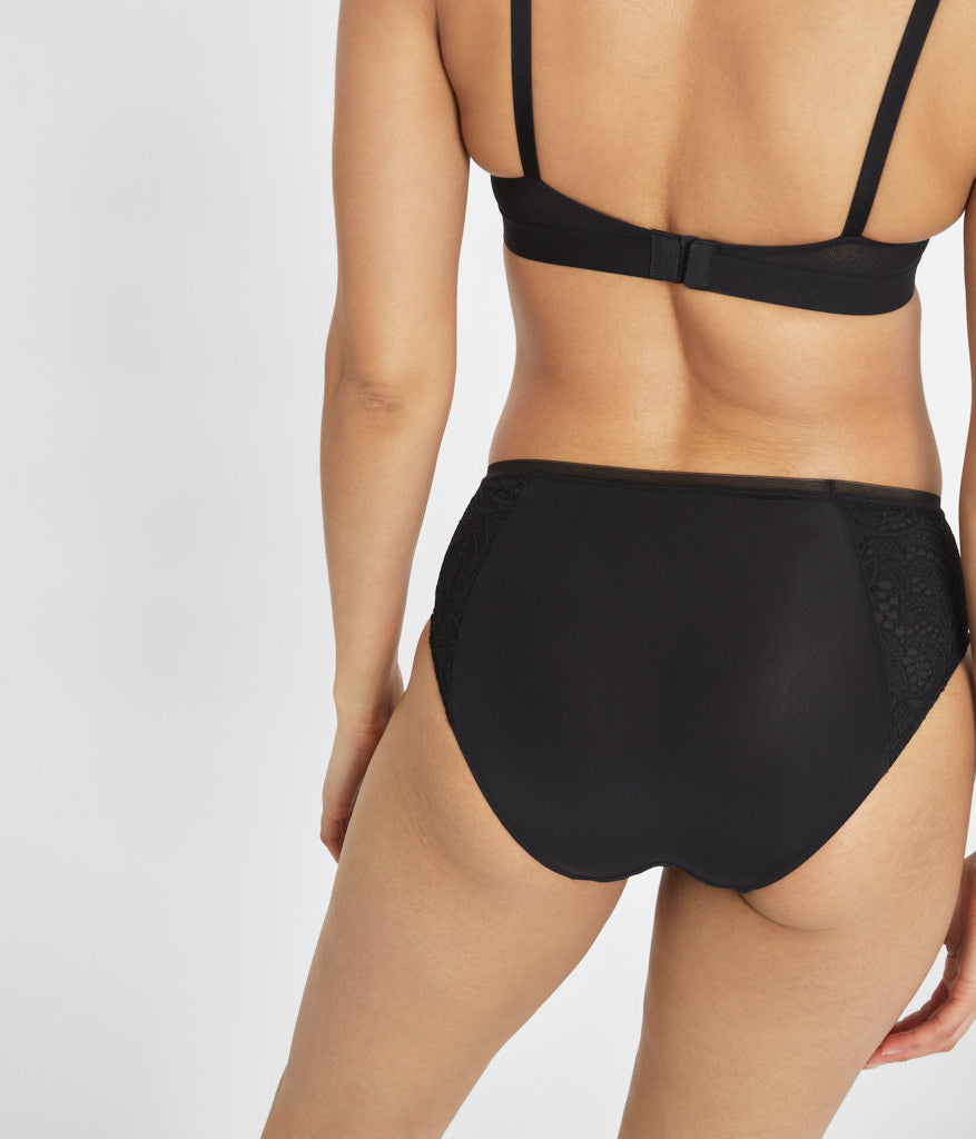 The Lace High Waist Bikini: Jet Black