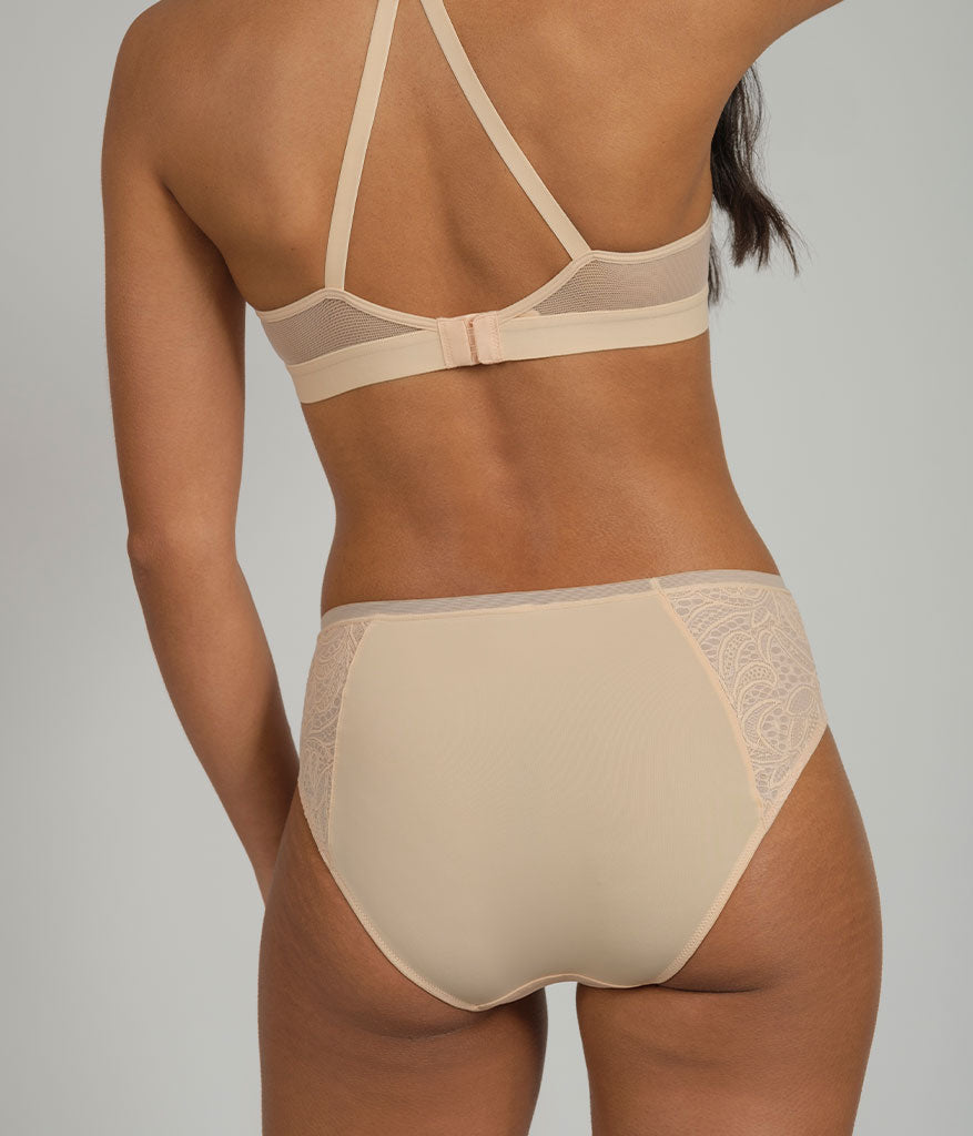 The Lace High Waist Bikini: Toasted Almond