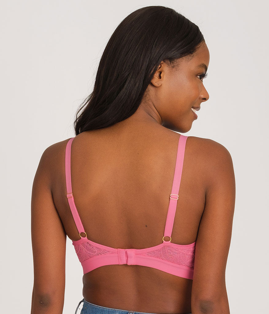 The Palm Lace Busty Bralette: Pink Hibiscus