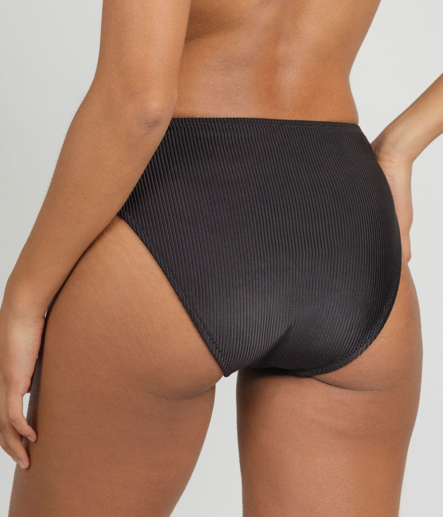 The Ribbed Bandeau & High Waist Swim Bundle: Jet Black