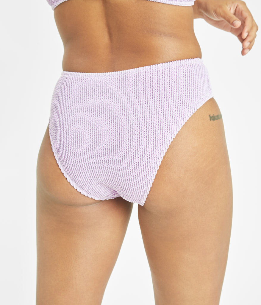 The Swim Ruched High Waist Bikini Bottom: Lilac