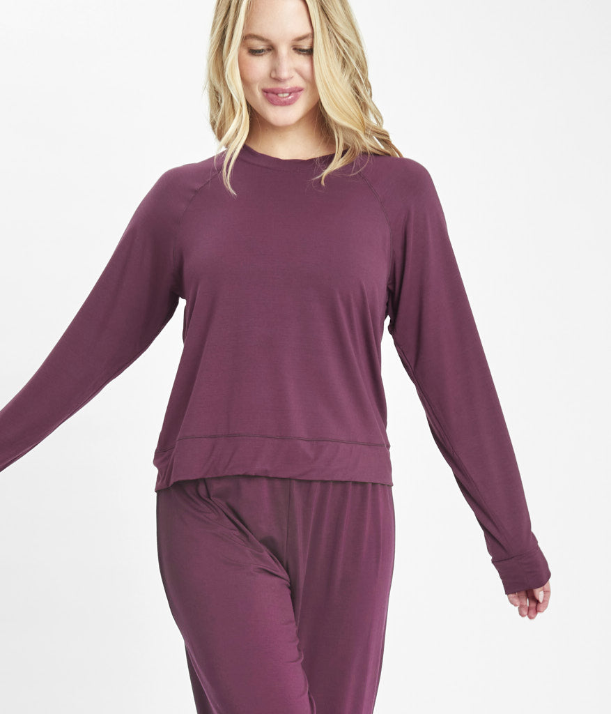The All-Day Crew Long-Sleeve: Plum