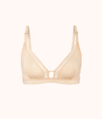 The Mesh Trim Nursing Bralette: Toasted Almond