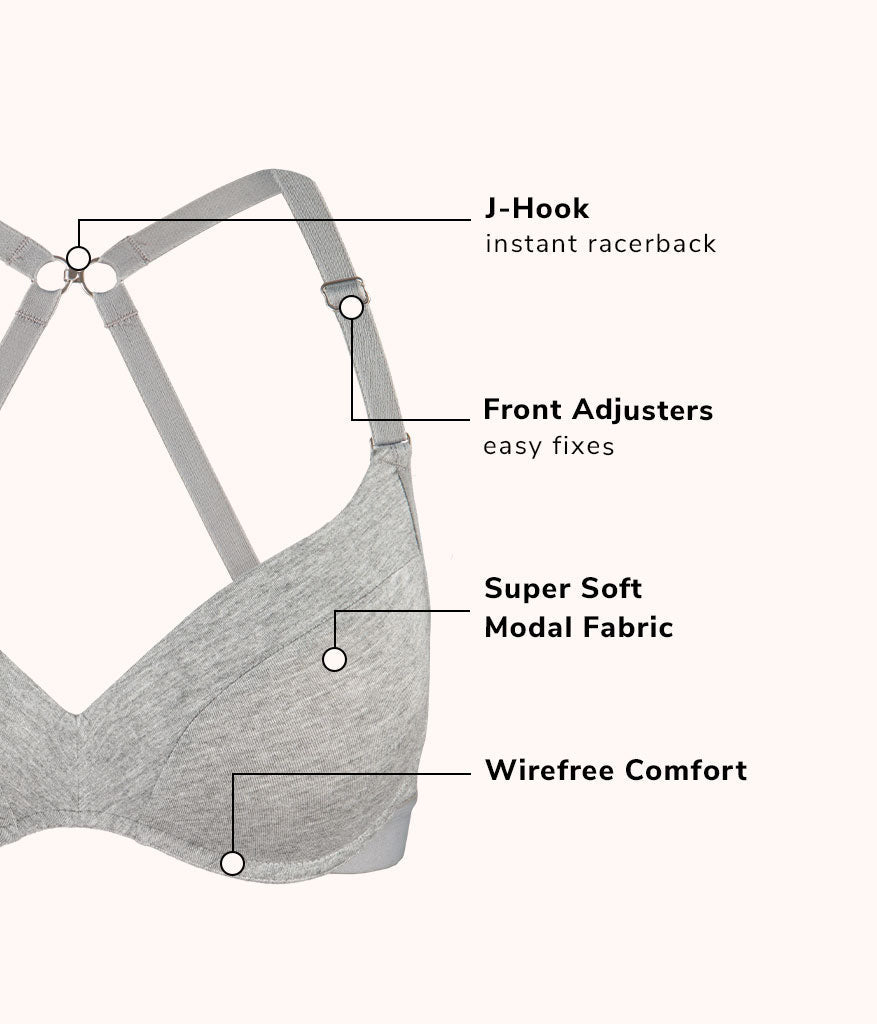 All-Day No-Wire Push-Up Bra Bundle: Jet Black/Heather Gray
