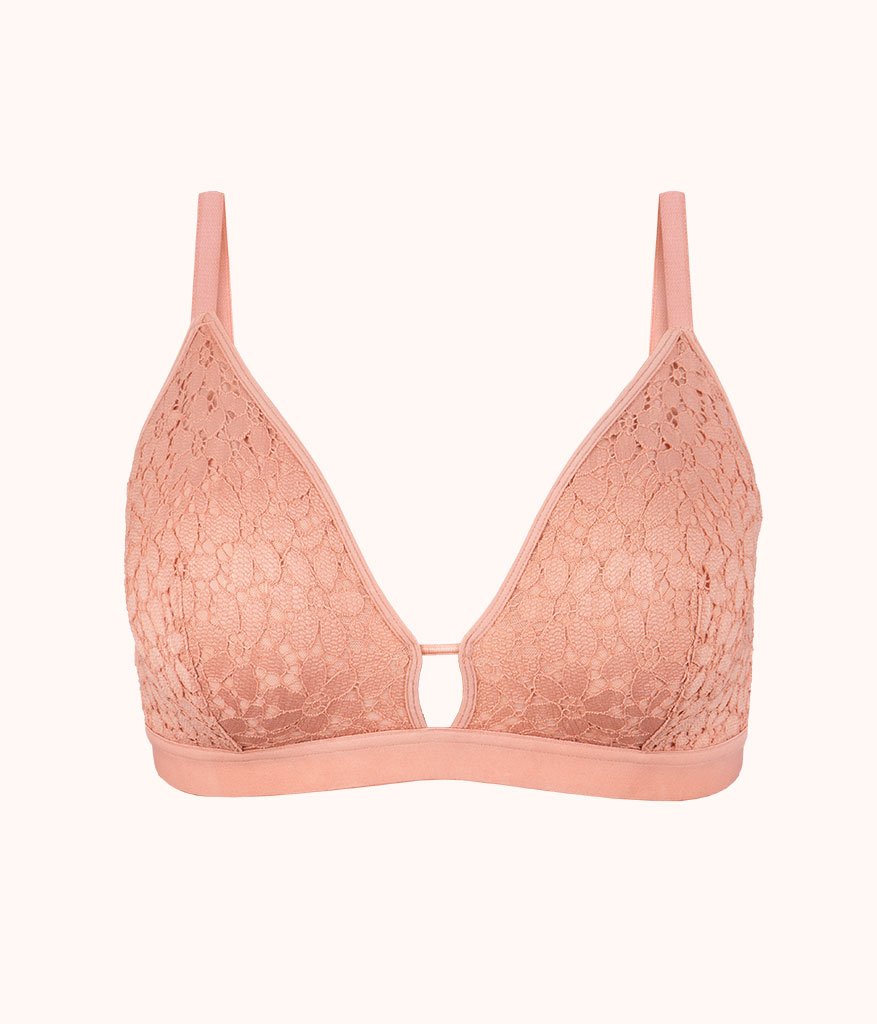 The Floral Lace Busty Bralette: Shell Pink