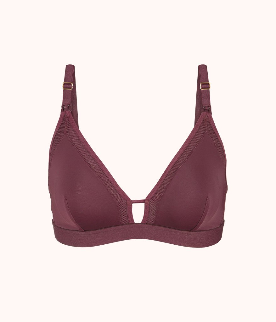 The Mesh Trim Nursing Bralette: Plum