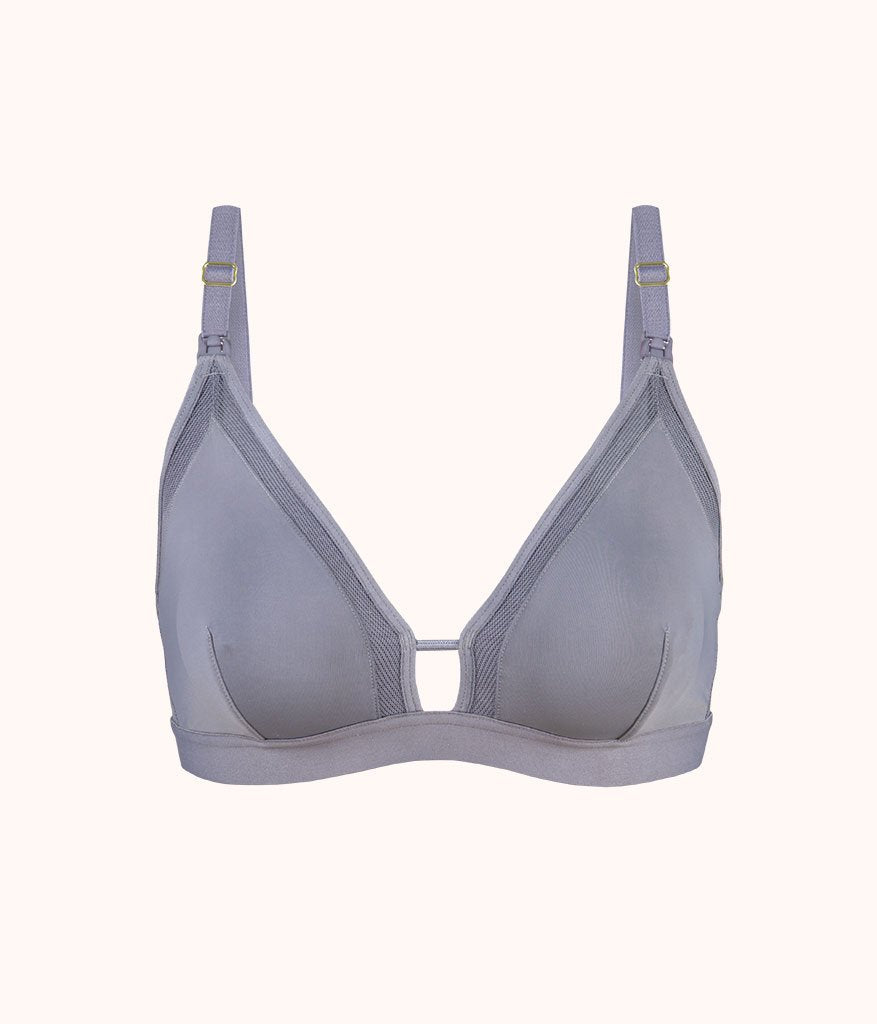 The Mesh Trim Nursing Bralette: Smoke