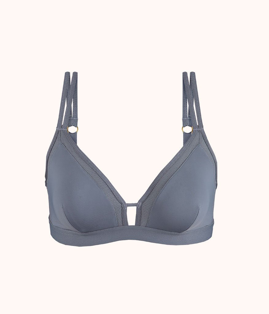 The Mesh Trim Padded Bralette: Smoke