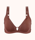 The Mesh Trim Padded Bralette: Umber