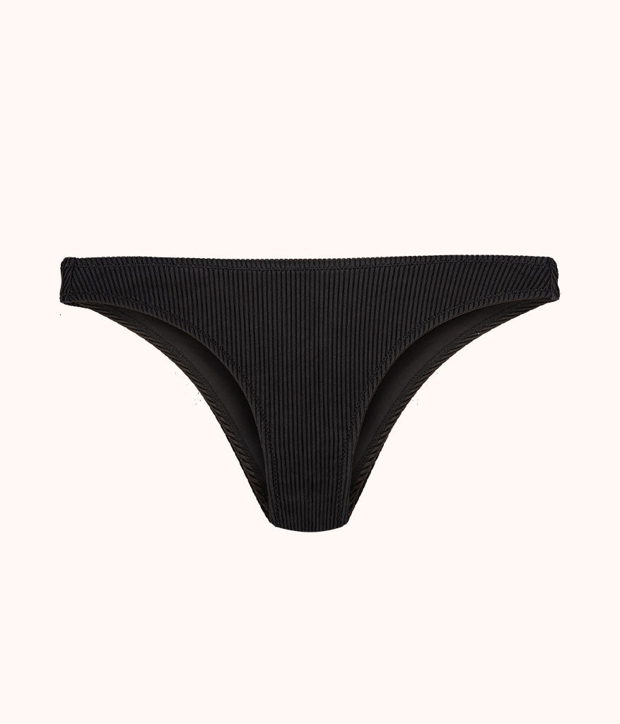 The Swim Ribbed Cheeky Bottom: Jet Black
