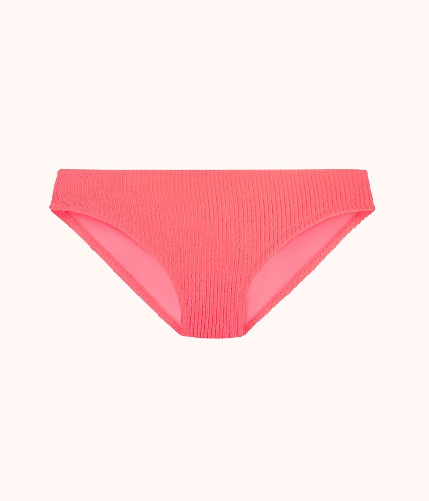 The Swim Ruched Bikini Bottom: Electric Pink