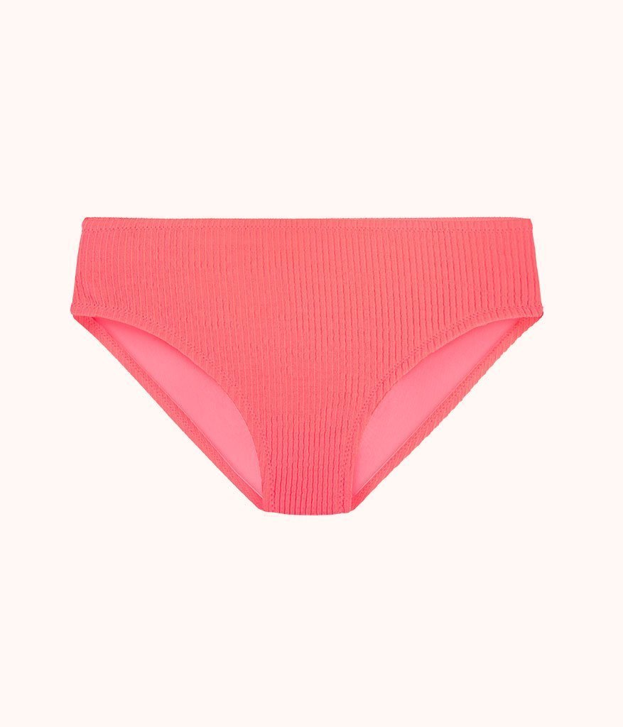 The Swim Ruched High Waist Bikini Bottom: Electric Pink