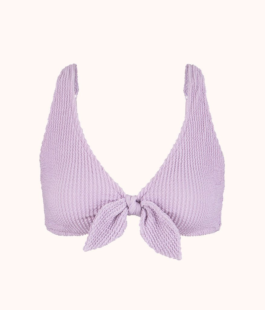 The Swim Ruched Plunge Bralette: Lilac