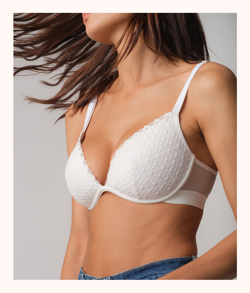The Crochet Lace Deep V No-Wire Push-Up: Fresh White