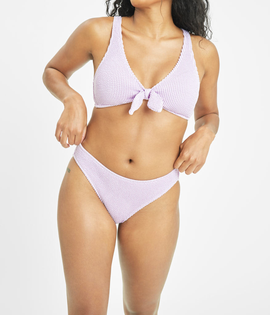The Ruched Plunge Bralette & Bikini Swim Bundle: Lilac