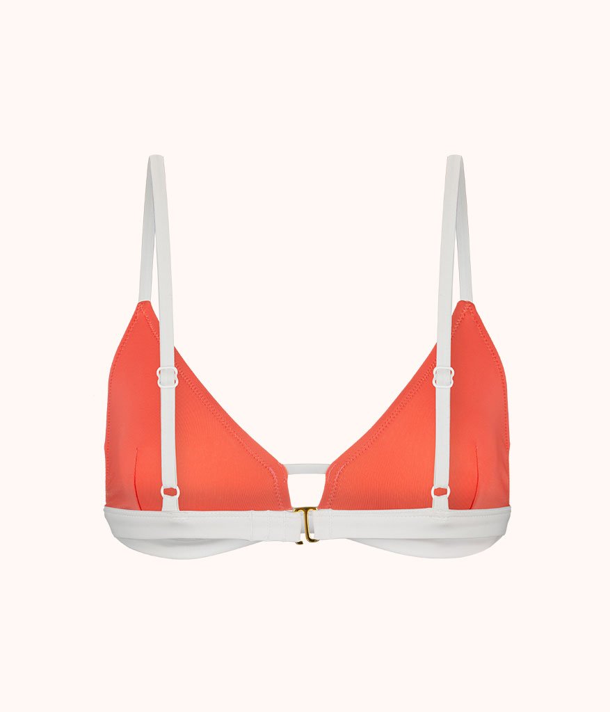 The Swim Bralette: Coral/White