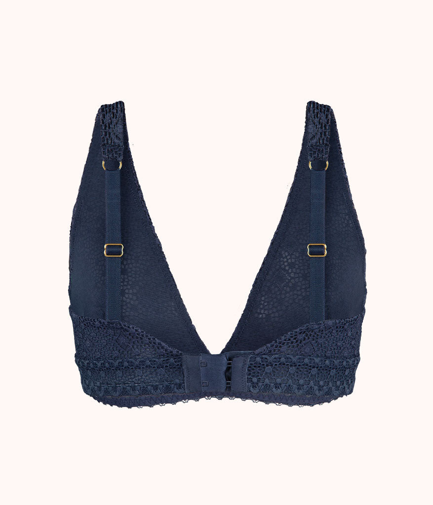 The Crochet Lace Plunge Bralette: Navy
