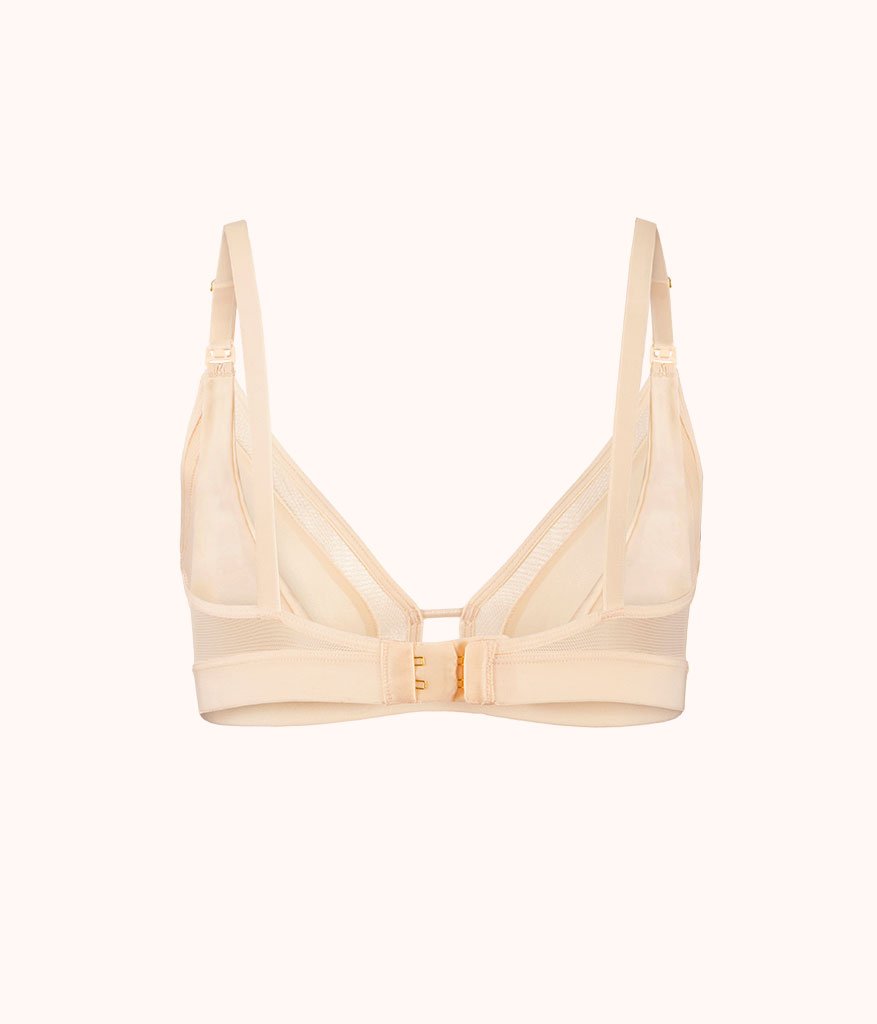 The Mesh Trim Nursing Bralette: Toasted Almond