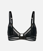 The Mesh Trim Bralette: Jet Black