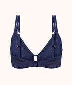 The Mesh Trim Bralette: Navy Daisy