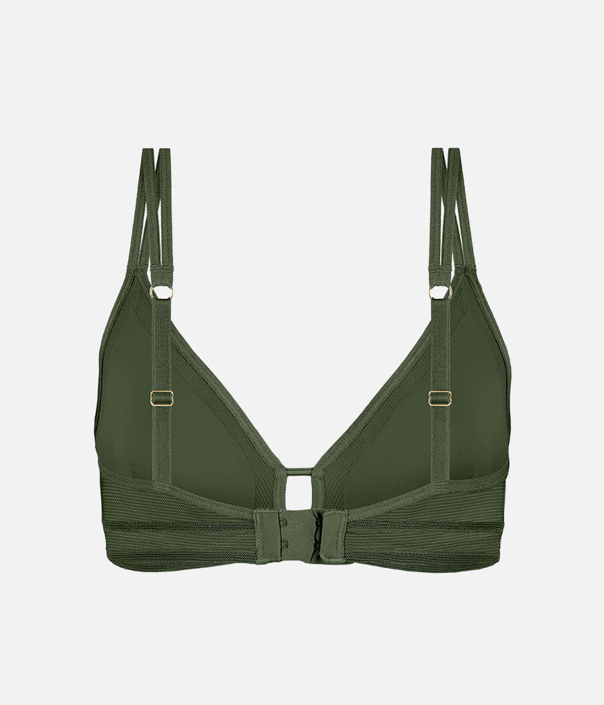 The Mesh Trim Bralette: Rich Olive