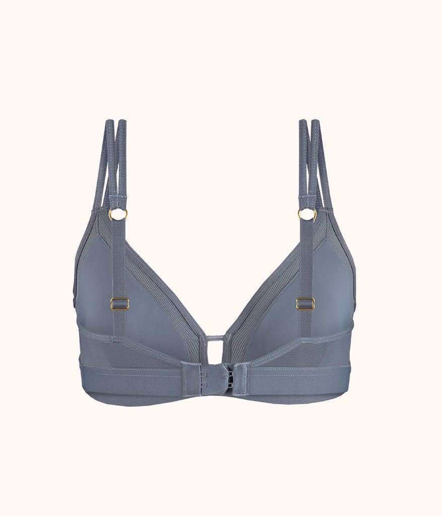 The Mesh Trim Padded Bralette: Smoke