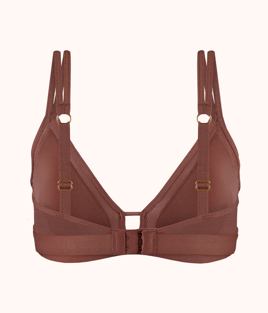 The Mesh Trim Padded Bralette: Umber