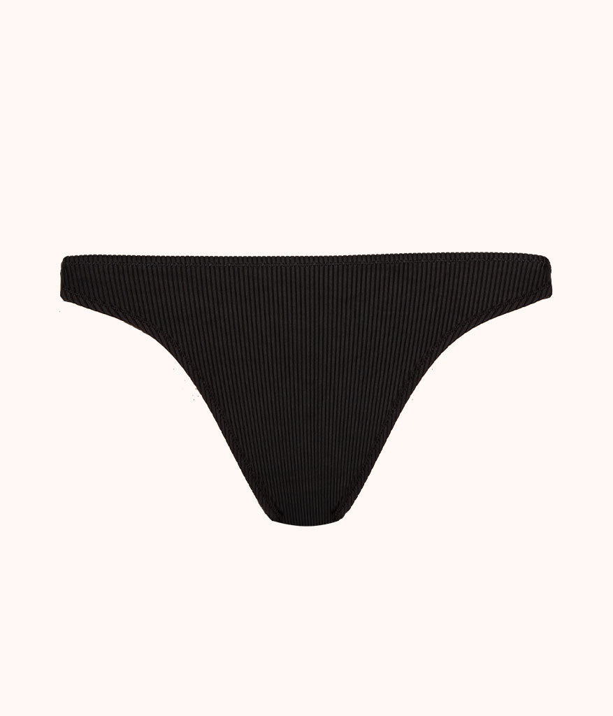 The Swim Ribbed Cheeky Bottom: Jet Black
