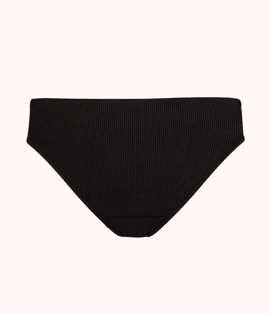 The Swim Ribbed High Waist Bikini Bottom: Jet Black