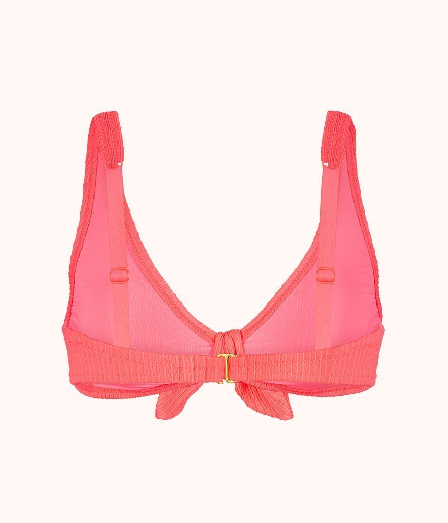 The Swim Ruched Plunge Bralette: Electric Pink