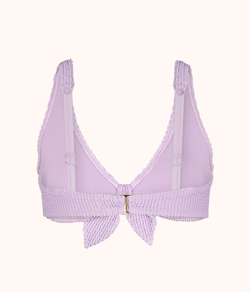 The Swim Ruched Plunge Bralette: Lilac