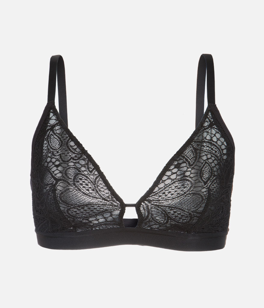 The Palm Lace Busty Bralette: Jet Black