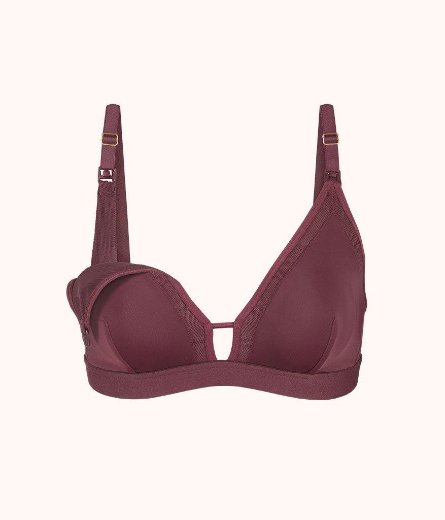 The Mesh Trim Nursing Bralette: Plum