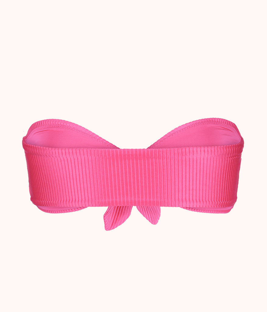 The Swim Ribbed Tie-Front Bandeau: Magenta