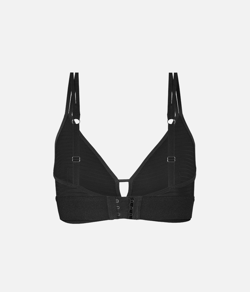 The Stripe Mesh Bralette: Jet Black