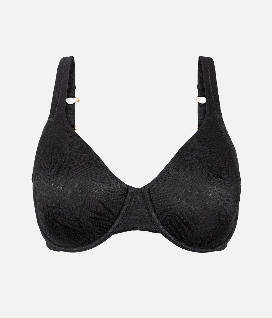The Smooth Lace Minimizer Bra: Jet Black