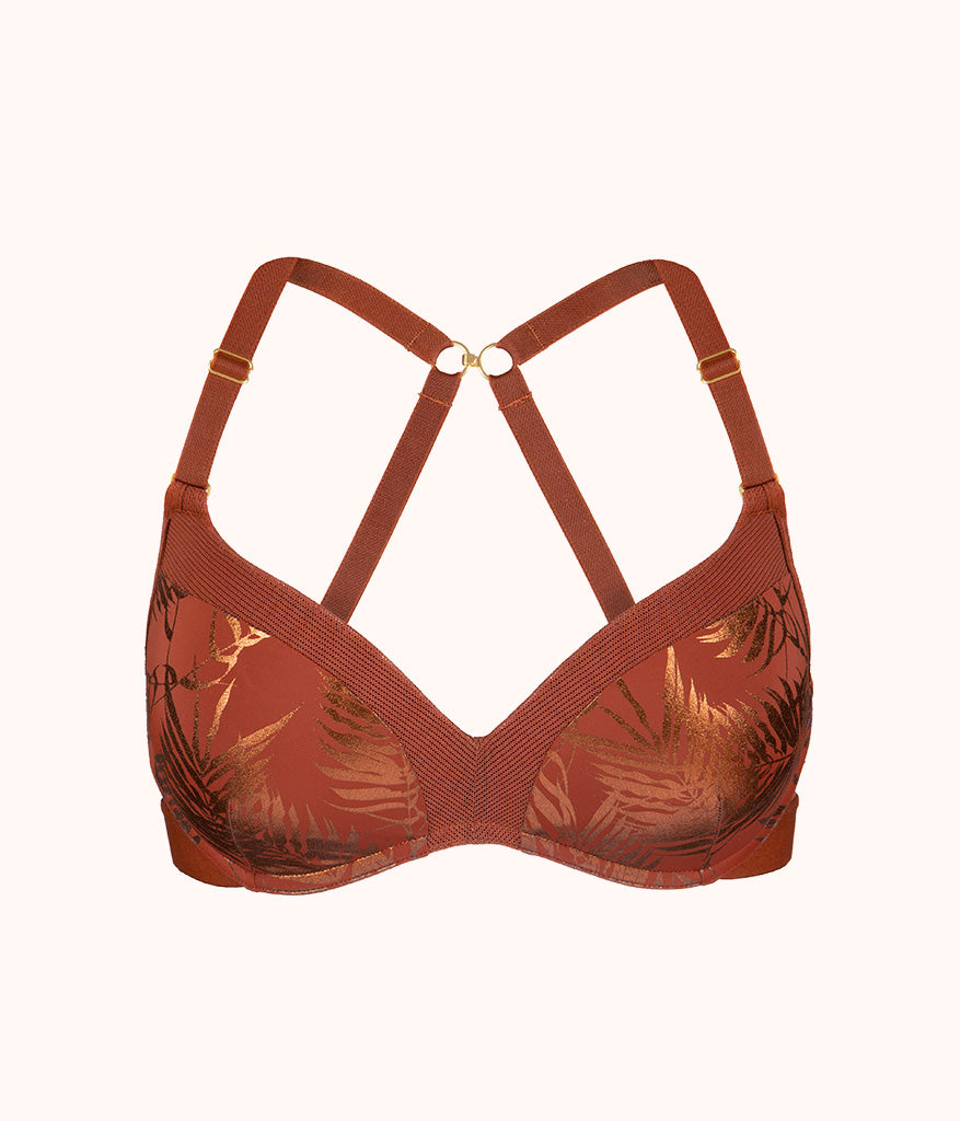 The Metallic Palm No-Wire Push-Up: Burnished Mahogany/Metallic Palm Print