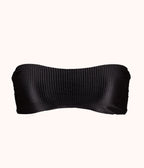 The Swim Ribbed Tie-Front Bandeau: Jet Black
