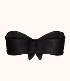 The Swim Ribbed Tie-Front Bandeau: Jet Black