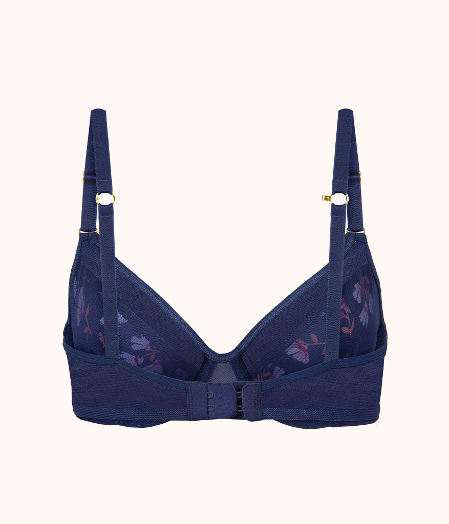 The Unlined Balconette Bra: Navy Daisy