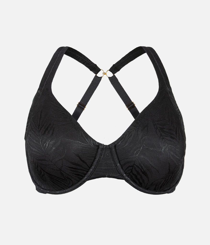 The Smooth Lace Minimizer Bra: Jet Black