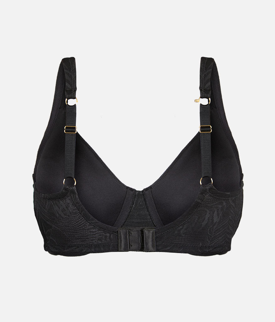 The Smooth Lace Minimizer Bra: Jet Black