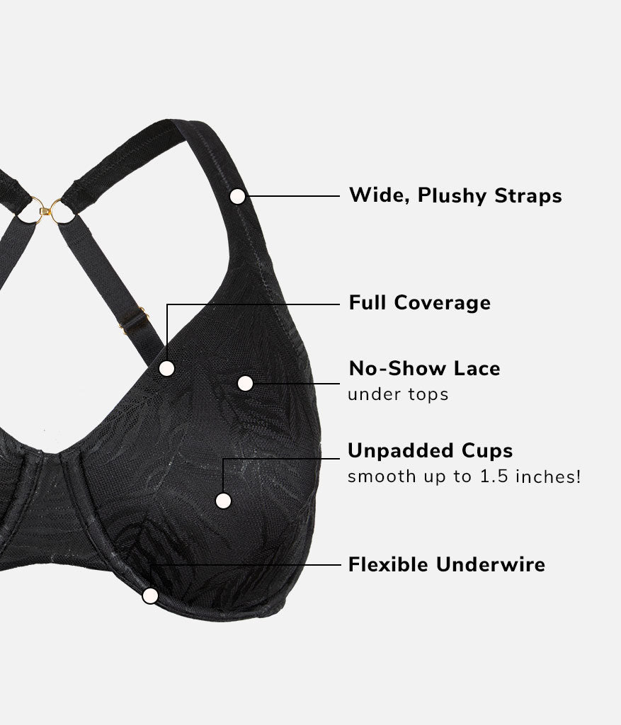 The Smooth Lace Minimizer Bra: Jet Black